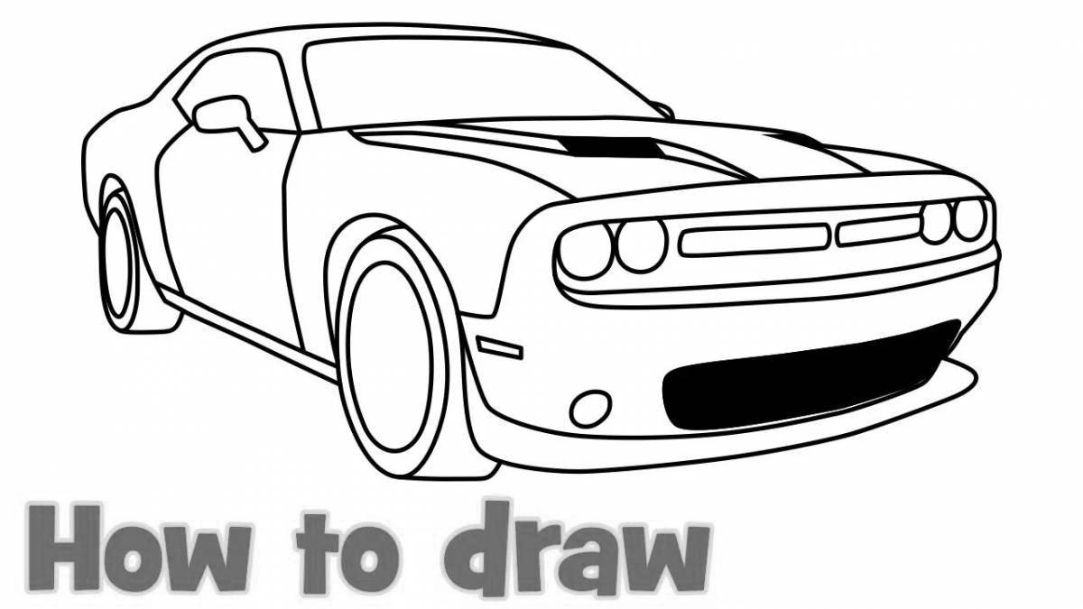 Dodge challenger humorous coloring book