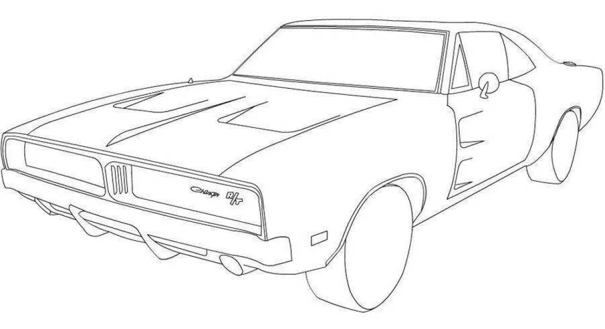 Attractive dodge challenger coloring page