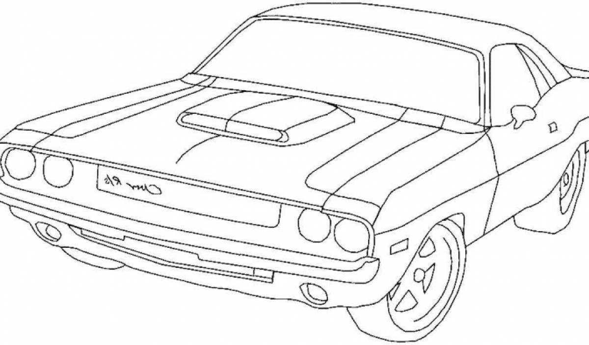 Charming dodge challenger coloring page
