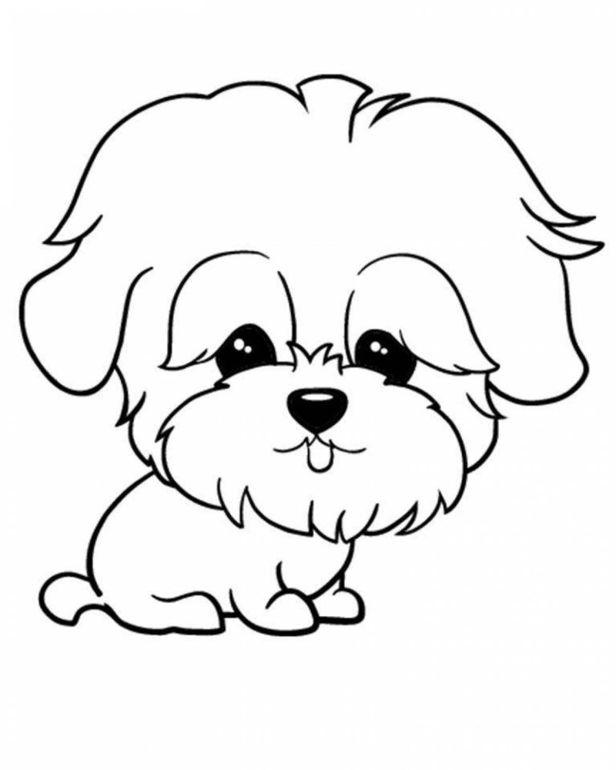 Wiggly little dog coloring page