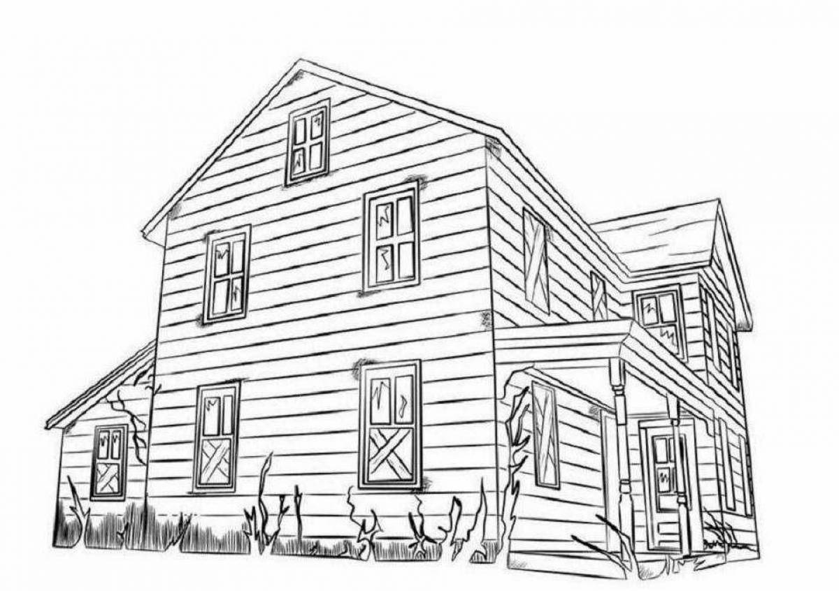 Colorful big house coloring page