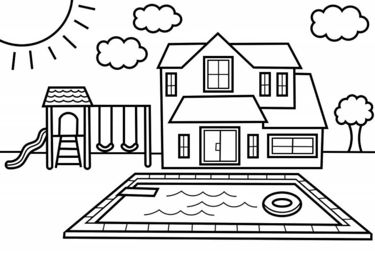 Glowing big house coloring page