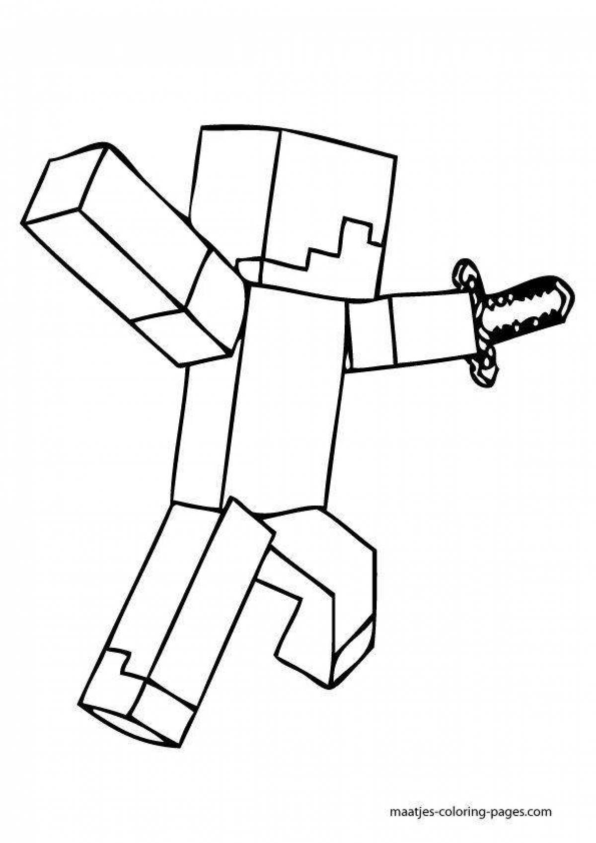 Bold minecraft weapon coloring page