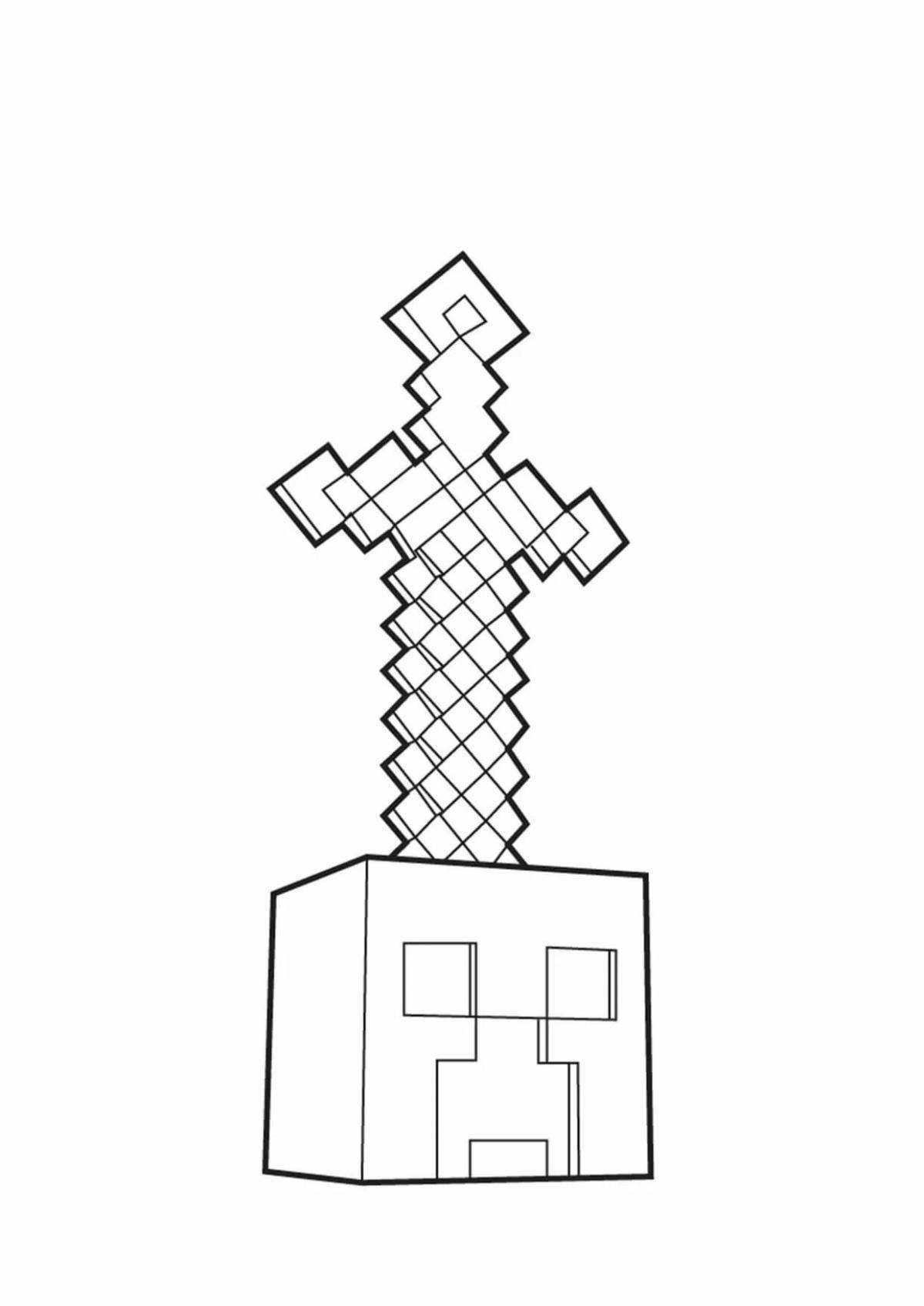 Minecraft magic weapon coloring page