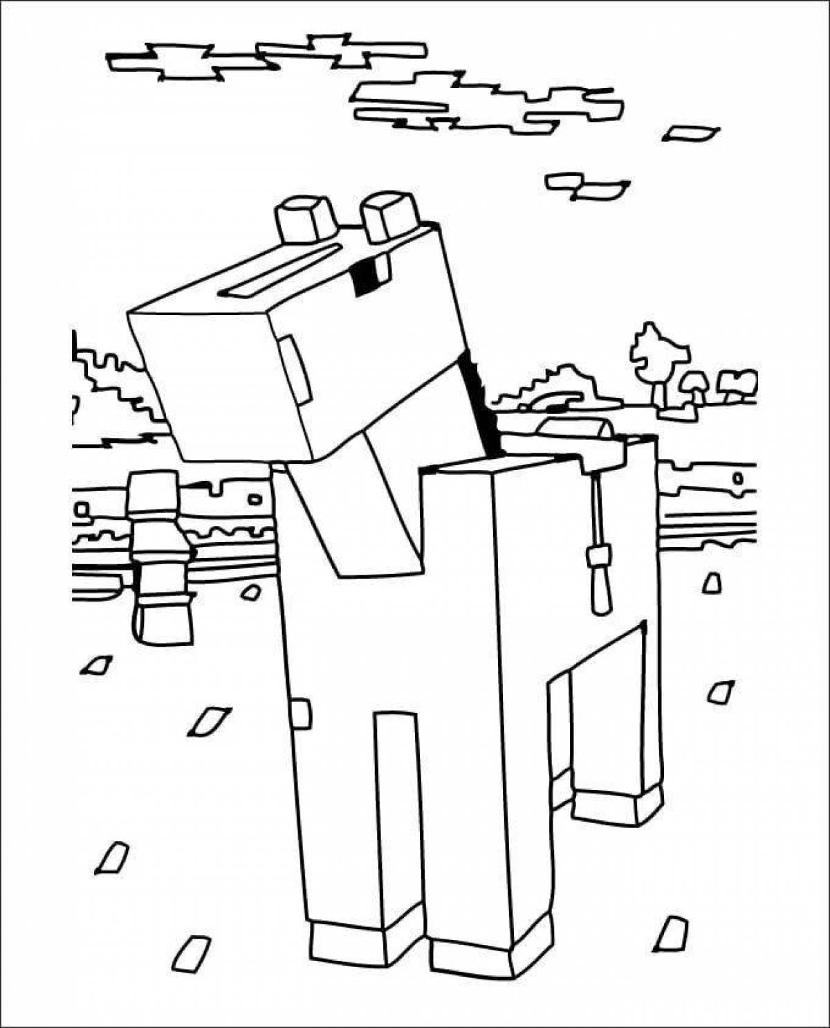 Adorable minecraft animal coloring page