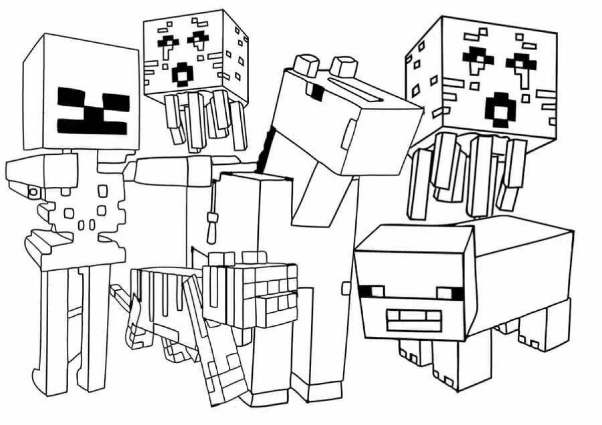 Cute minecraft animal coloring page