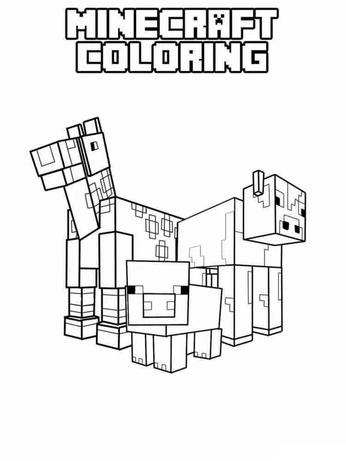Lovely minecraft animal coloring page