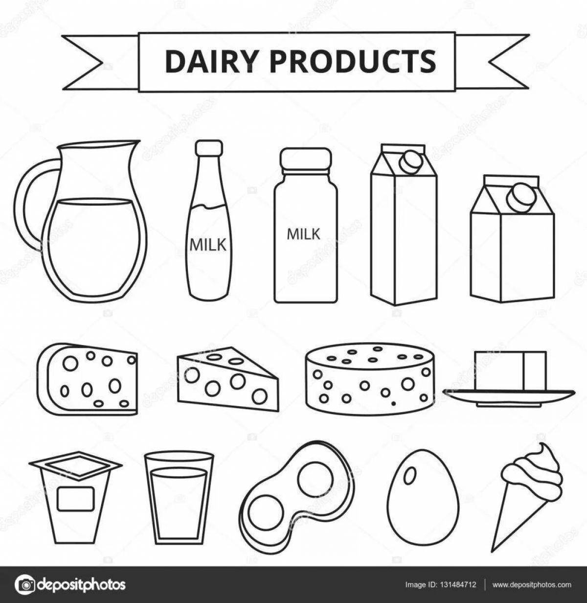 Раскраска молоко продукты. Молочные продукты