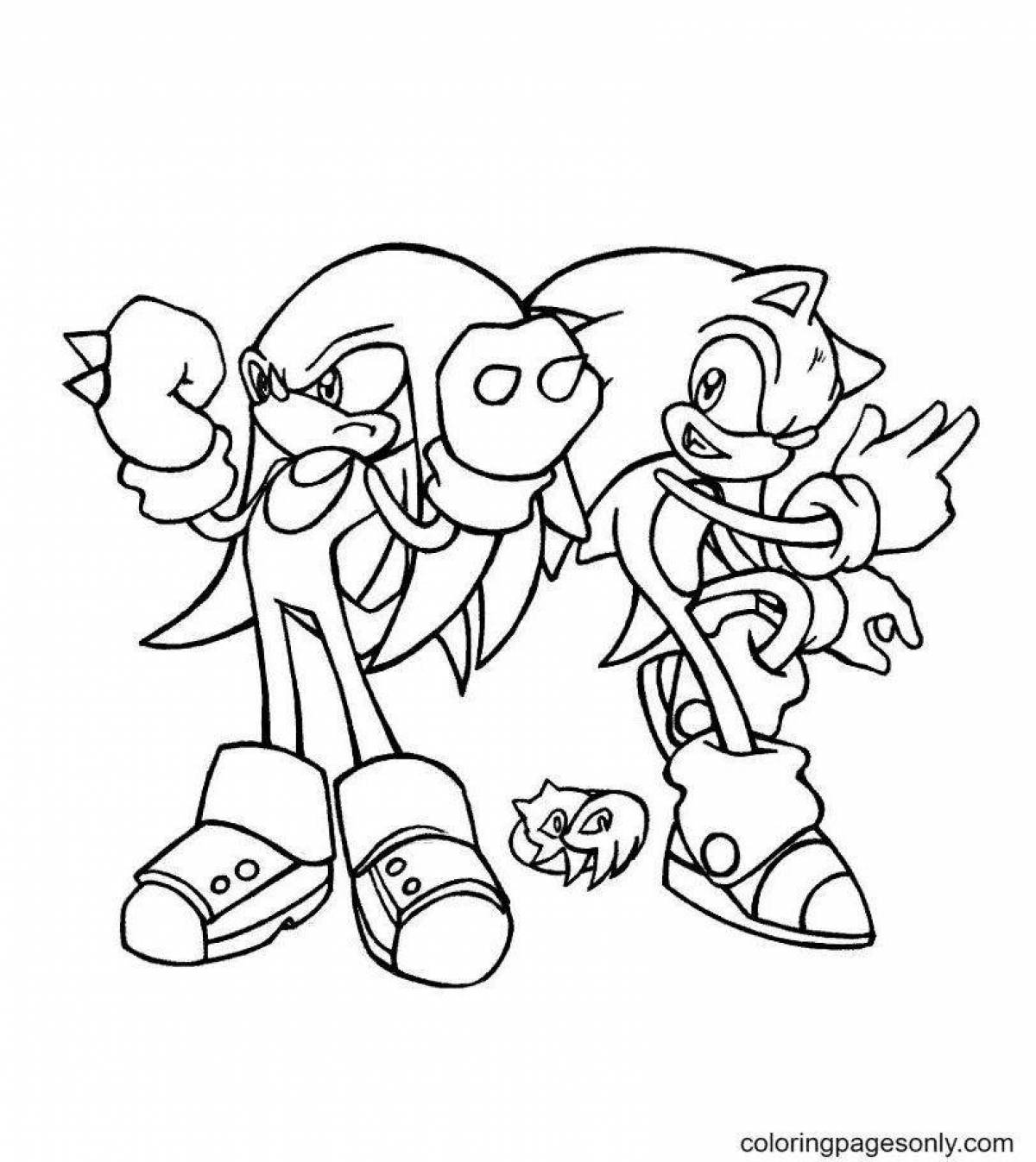 Colorful sonic knuckles coloring book