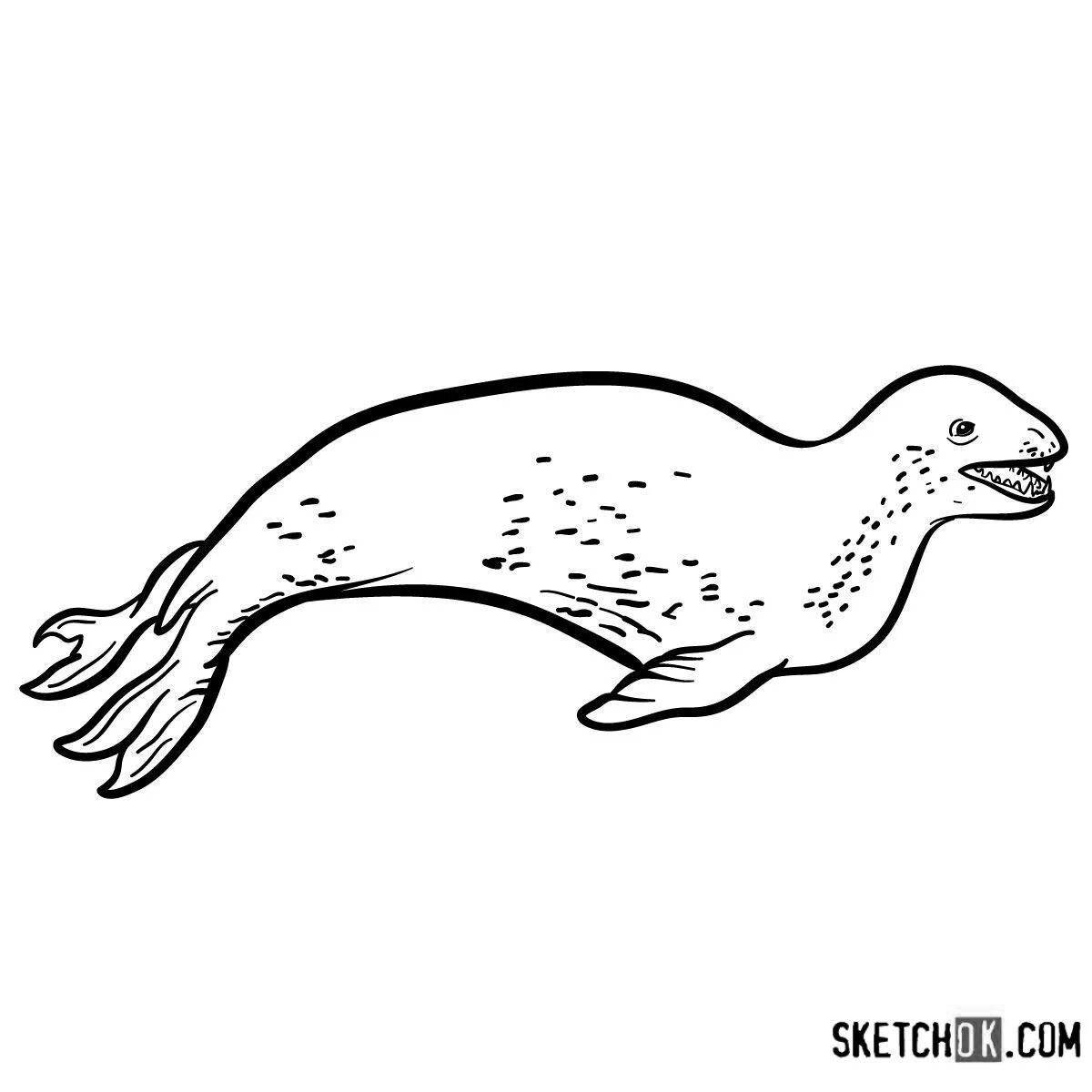 Gorgeous leopard seal coloring page