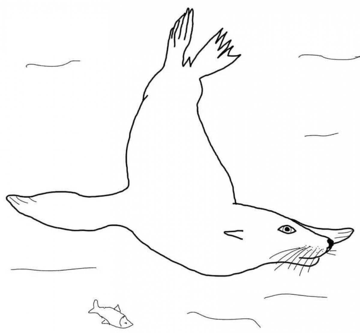 Coloring page happy leopard seal