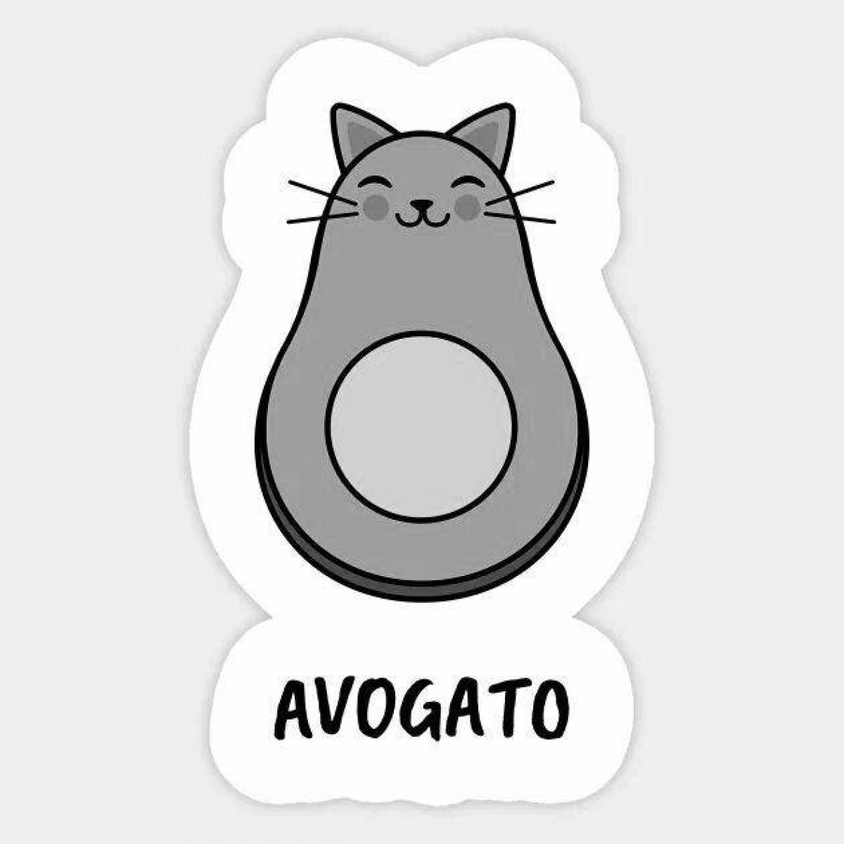 Adorable avocado cat coloring page