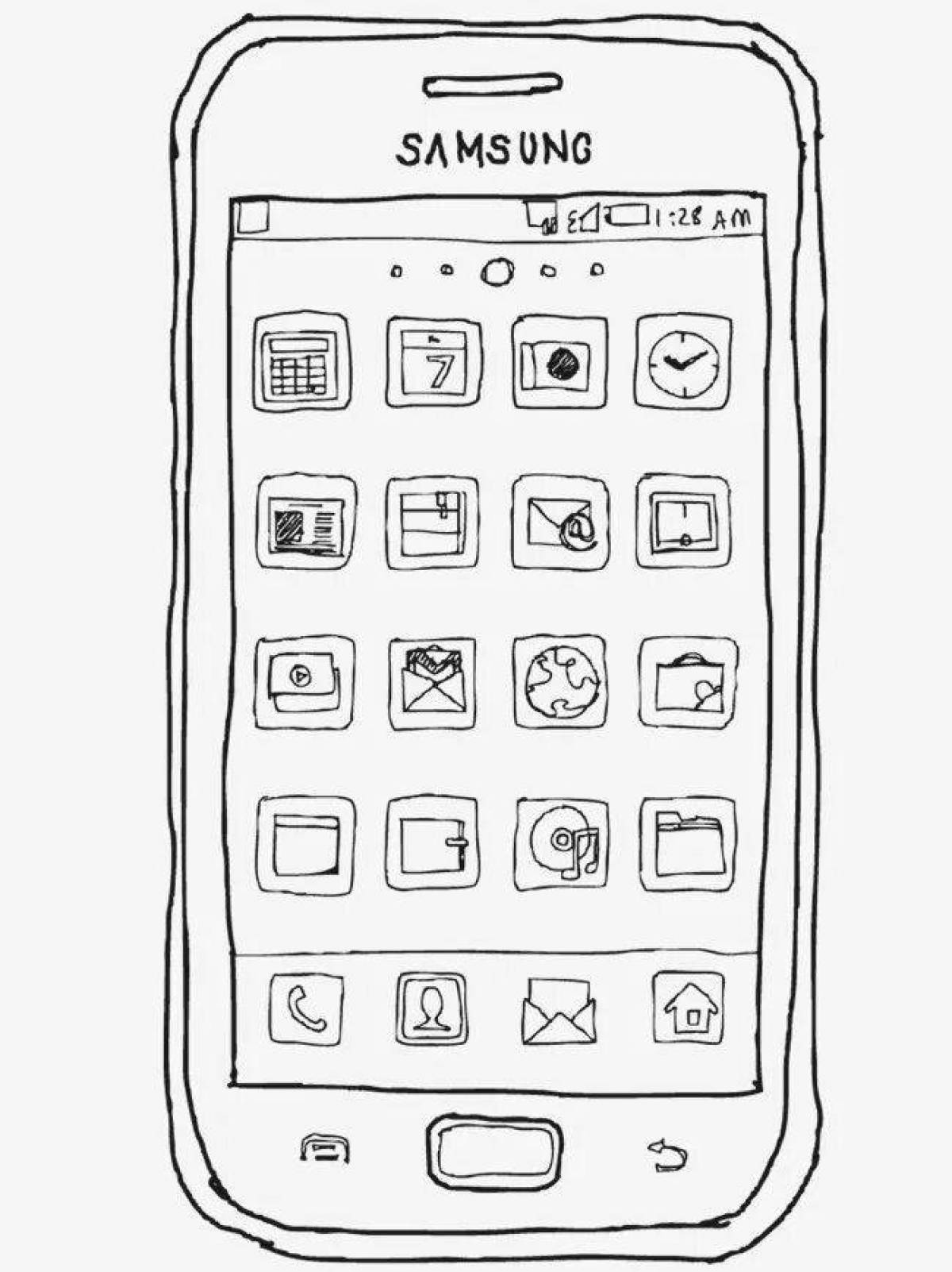 Bright phone coloring page