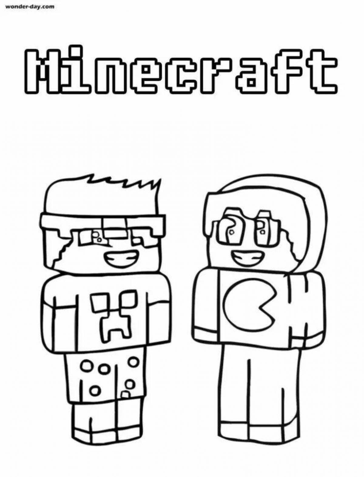 Colorful minecraft golem coloring page