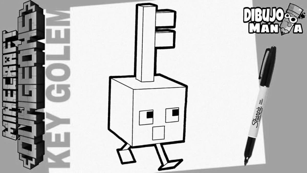 Photo Adorable coloring minecraft golem