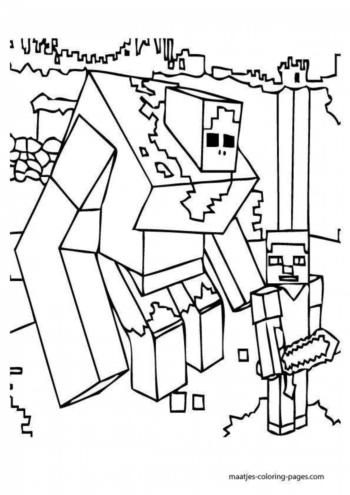 Adorable minecraft golem coloring page