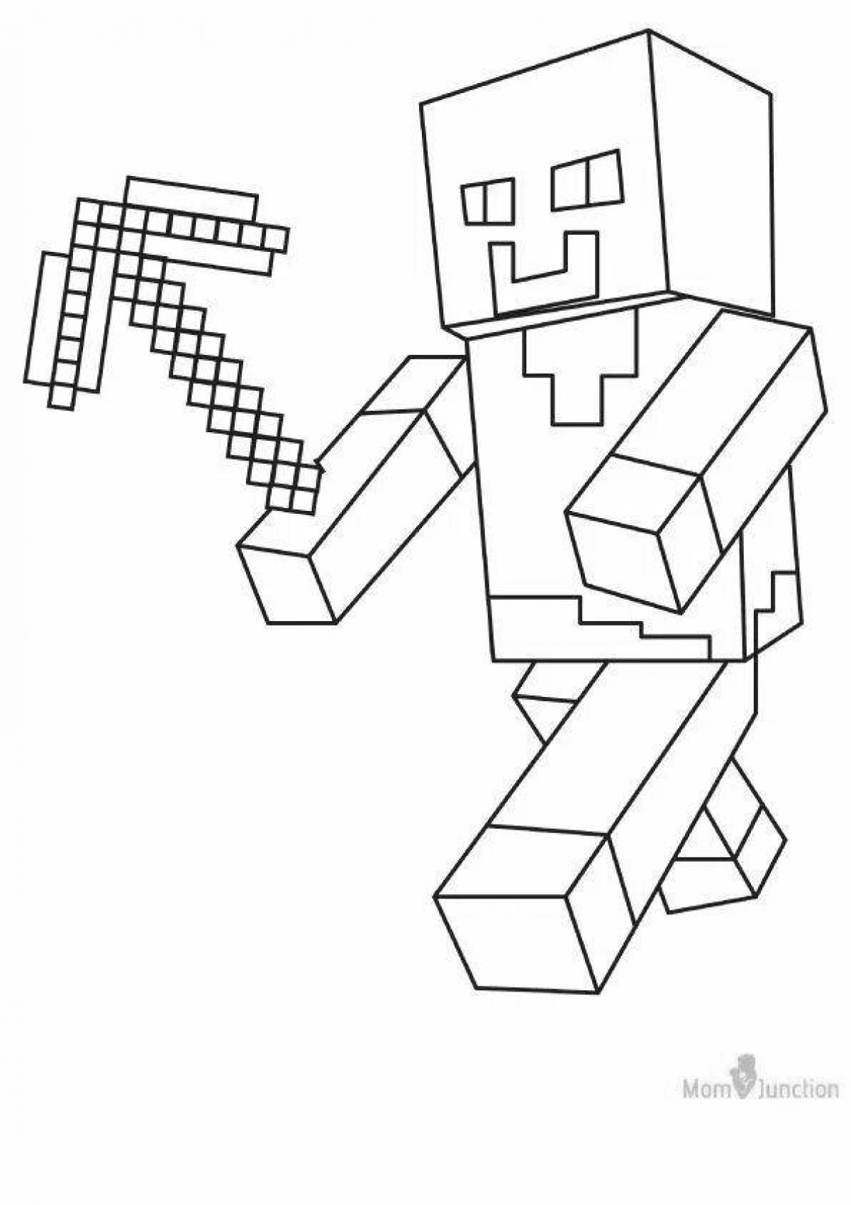 Animated minecraft golem coloring page