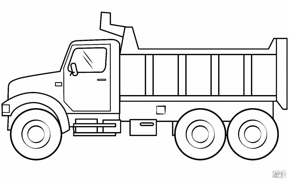 Bright dump truck coloring page for kids