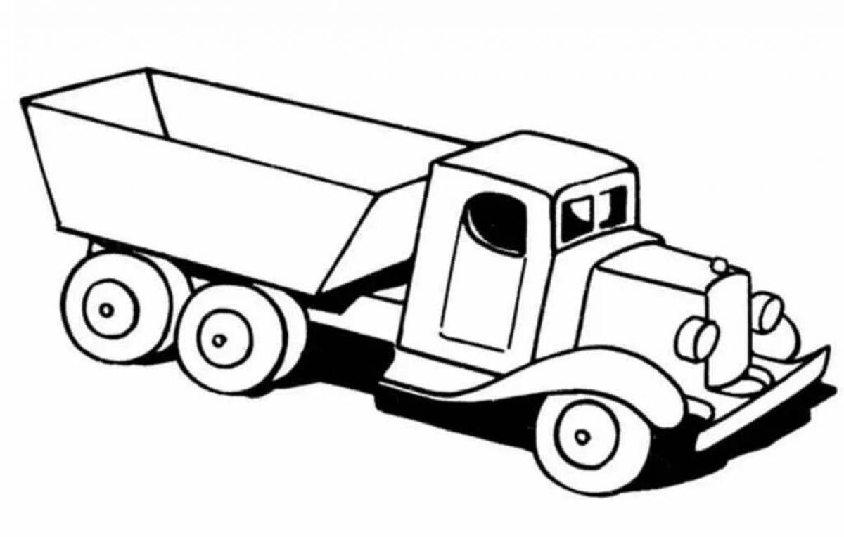 Coloring page happy dump truck for kids