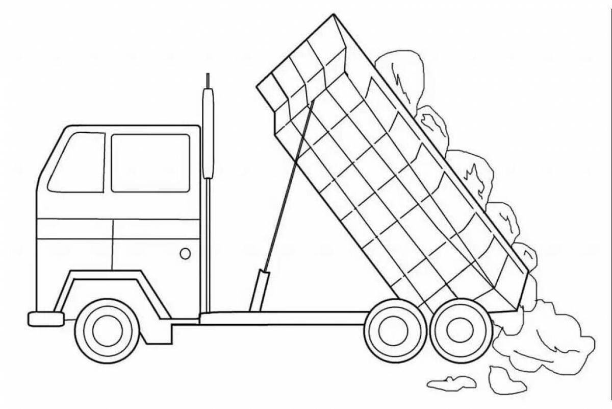 Bright coloring dump truck for kids