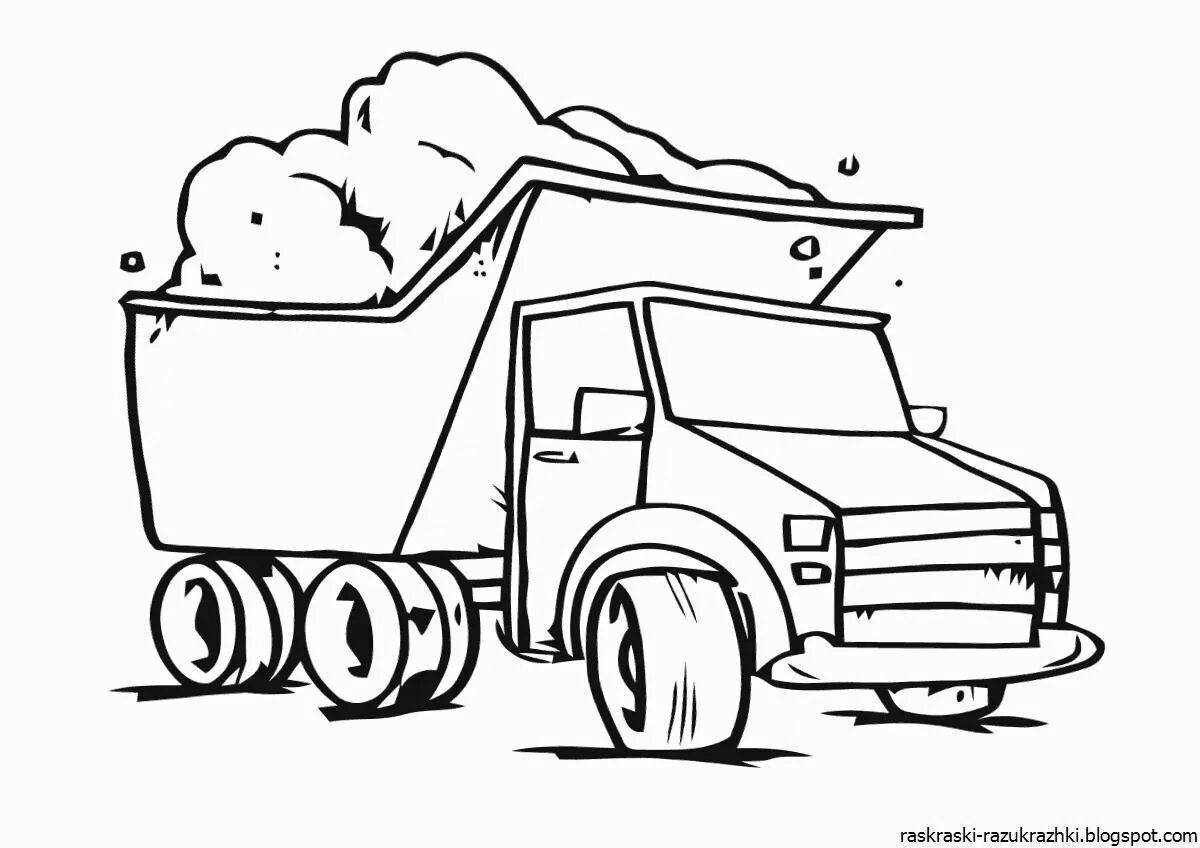 Amazing dump truck coloring page for kids