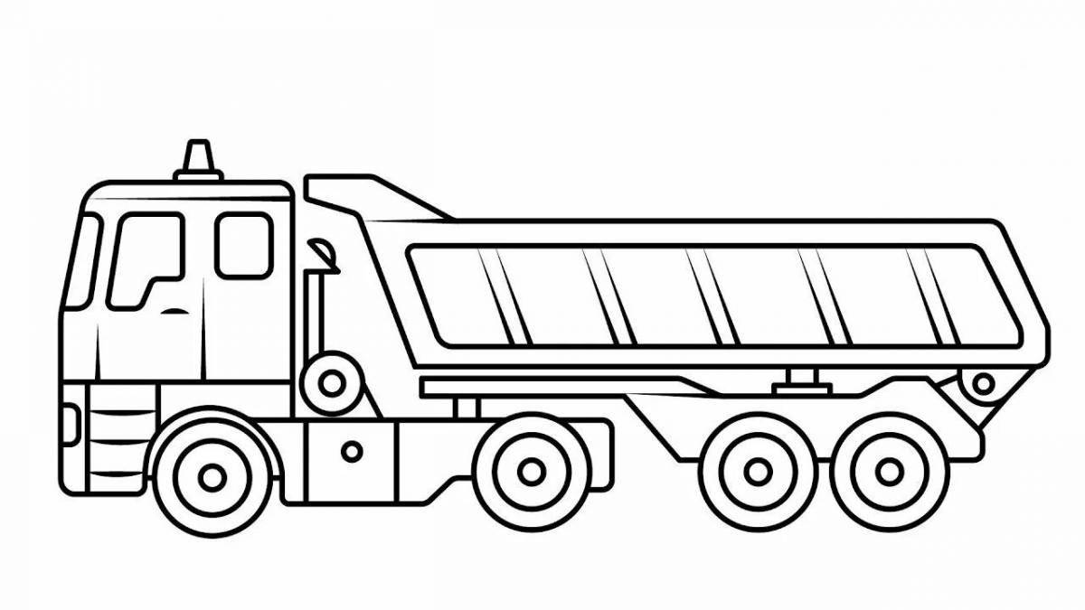 Coloring book funny dump truck for kids