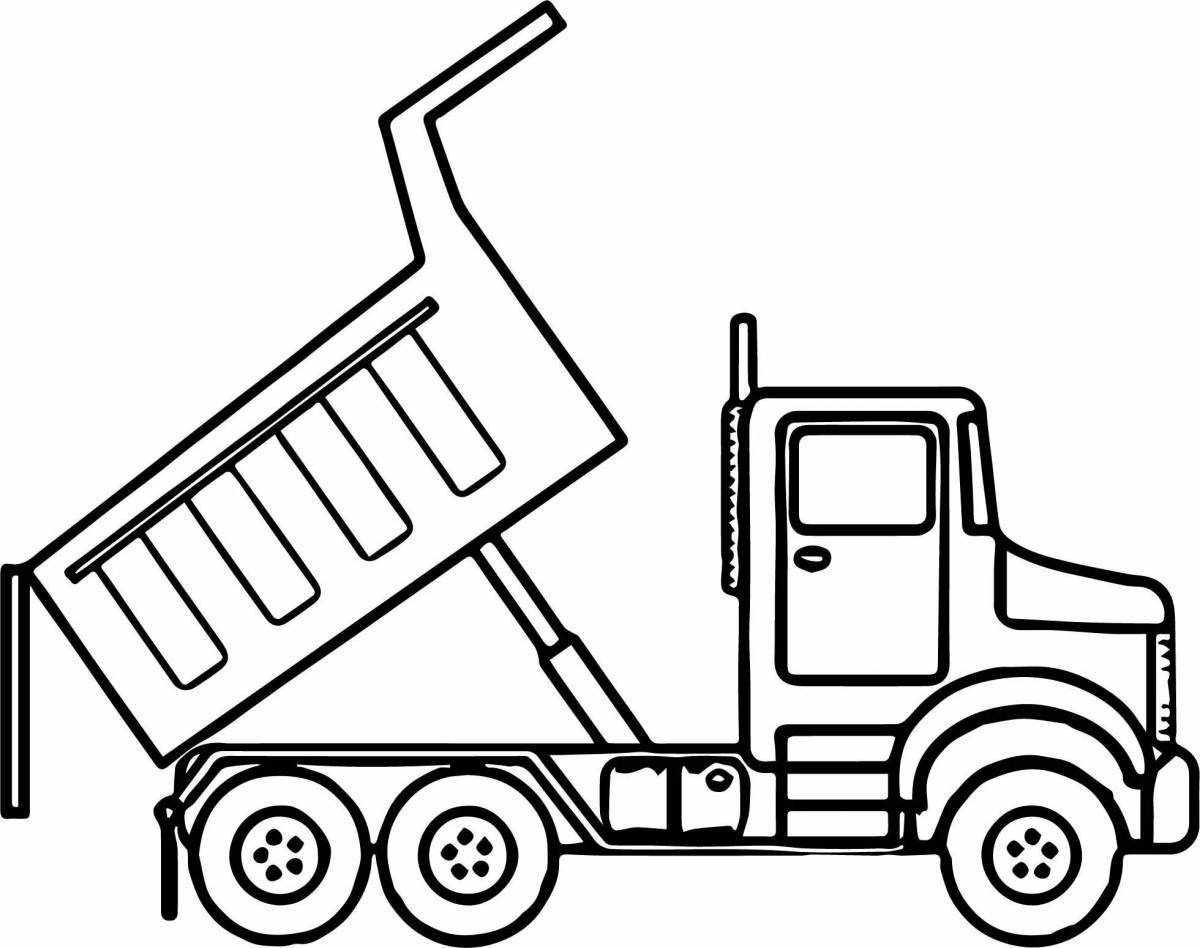 Coloring page happy dump truck for kids