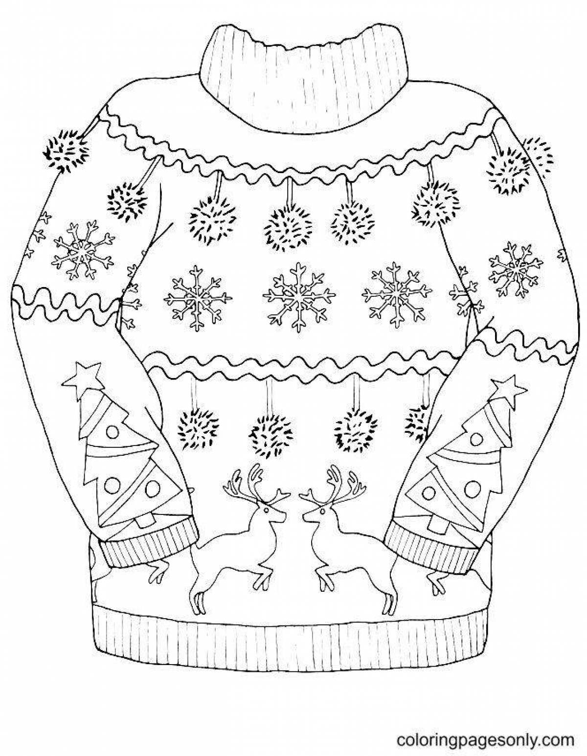 Joyful sweater coloring for kids
