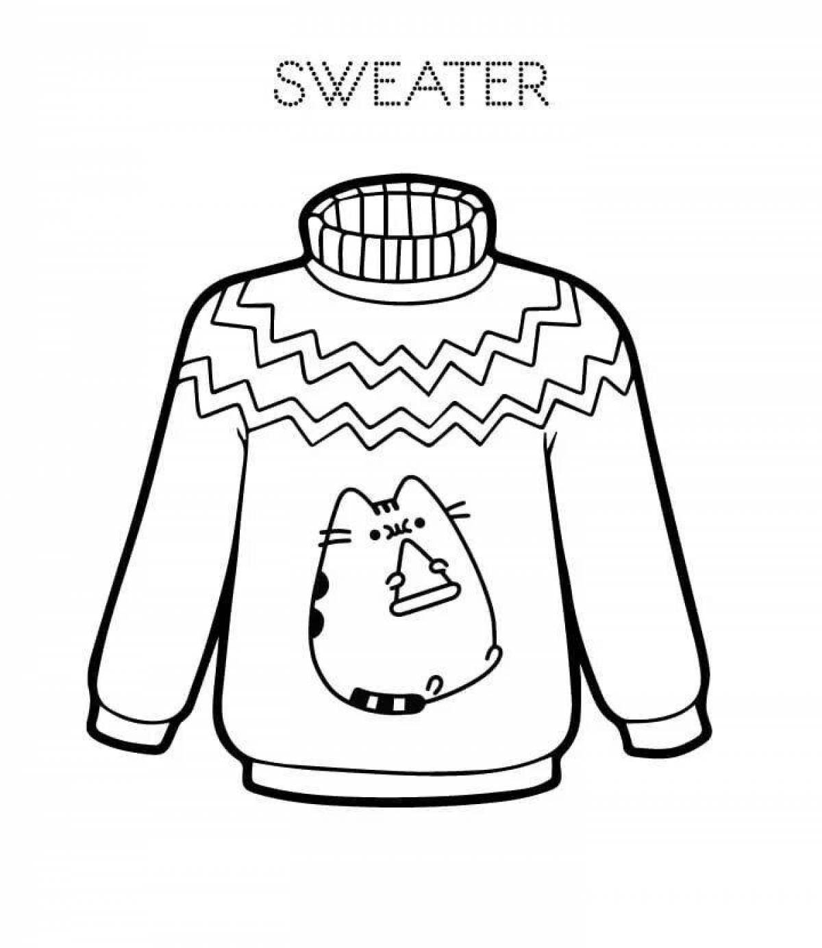 Adorable sweater coloring for kids