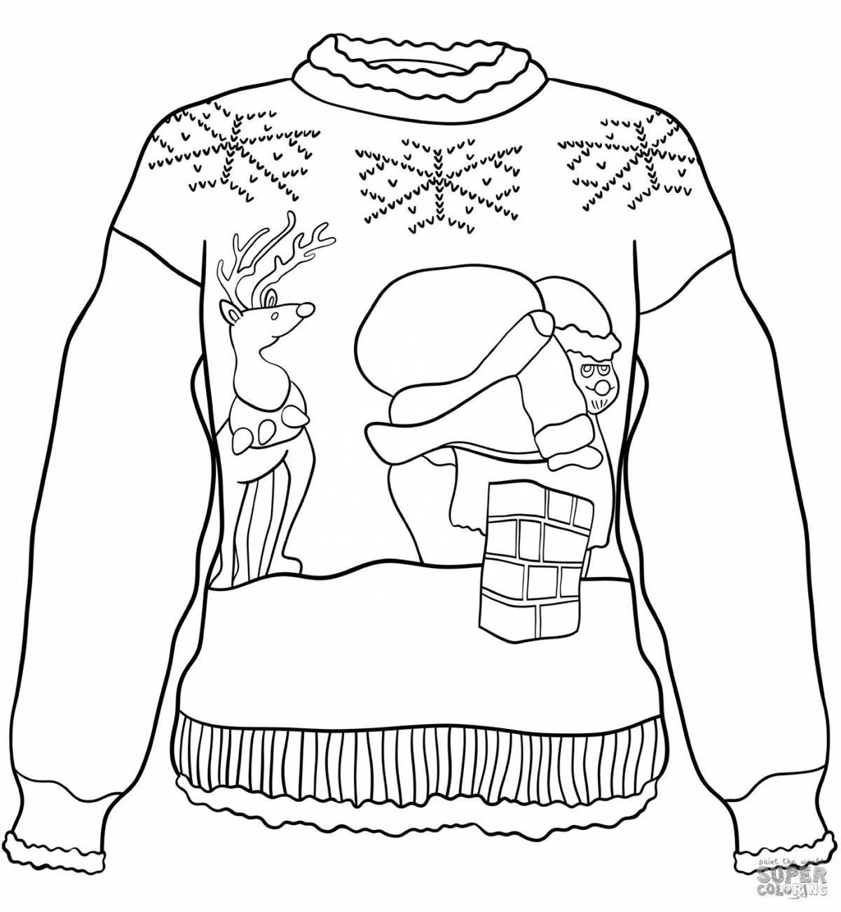 Sparkling sweater coloring page for kids