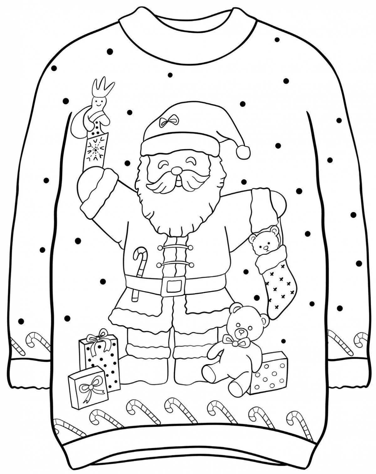 Сказочная страница раскраски свитера для детей