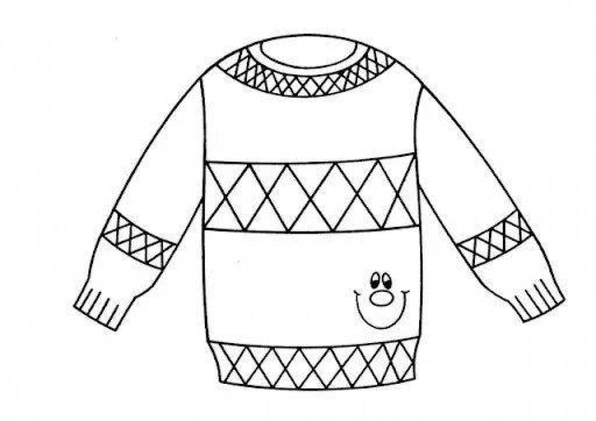 Crazy colored sweater coloring pages for kids