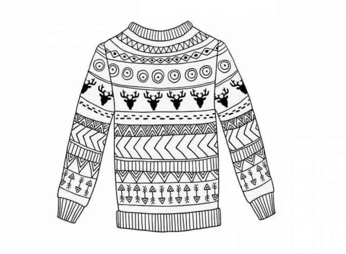 Color-party sweater coloring page for kids