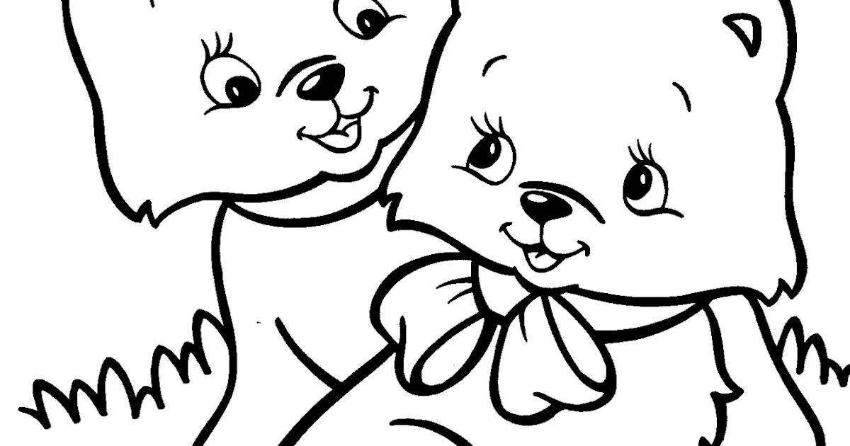 Funny cat and dog coloring page