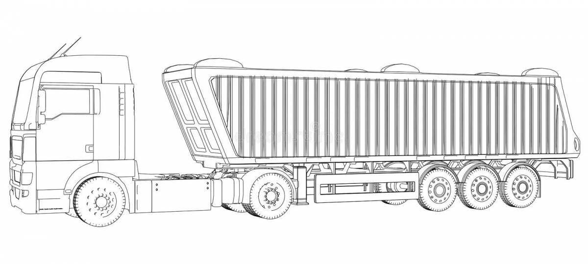 Coloring page bright truck with a trailer
