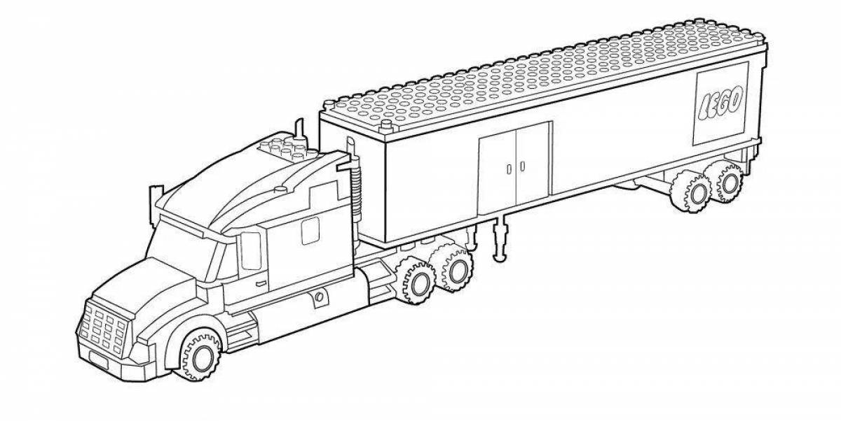 Раскраска веселый грузовик с прицепом