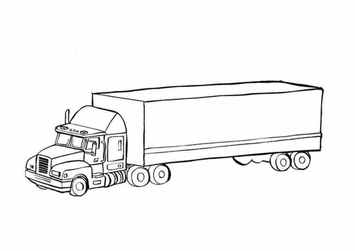 Coloring page for a spectacular truck with a trailer