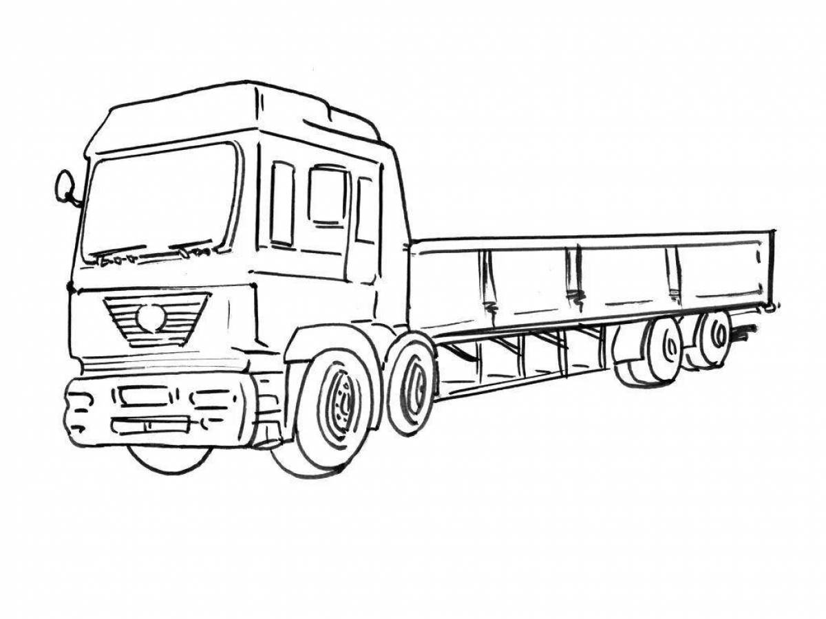 Раскраска изысканный грузовик с прицепом