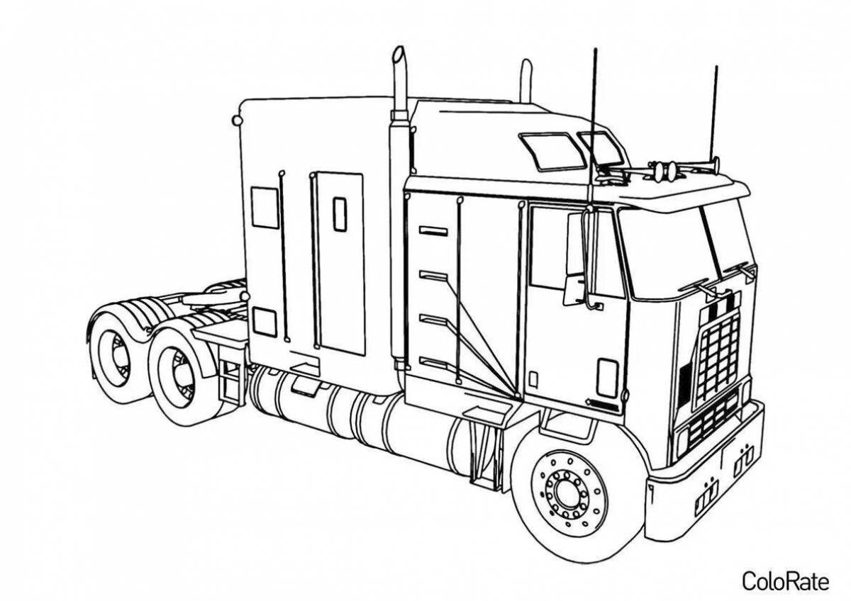 Раскраска сияющий грузовик с прицепом
