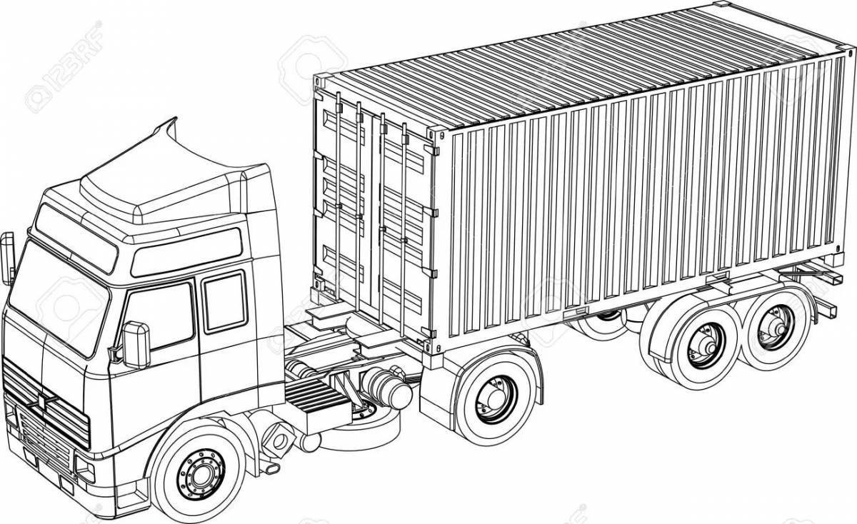 Shiny trailer truck coloring page