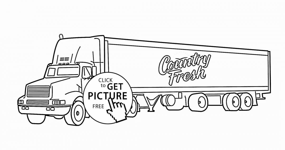 Раскраска элегантный грузовик с прицепом