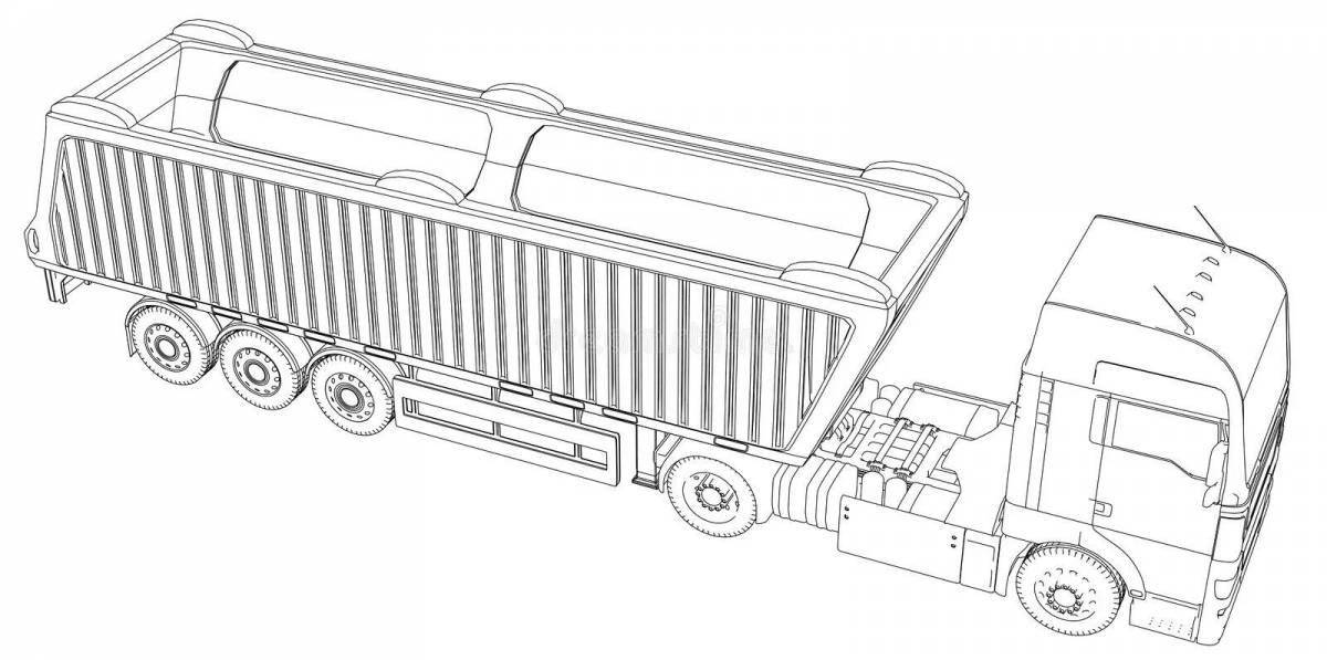 Coloring page for a fashion truck with a trailer