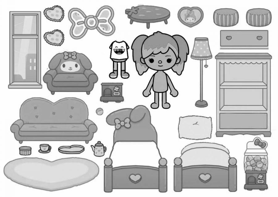 Coloring Pages Toka boka furniture for a paper house (45 pcs ...