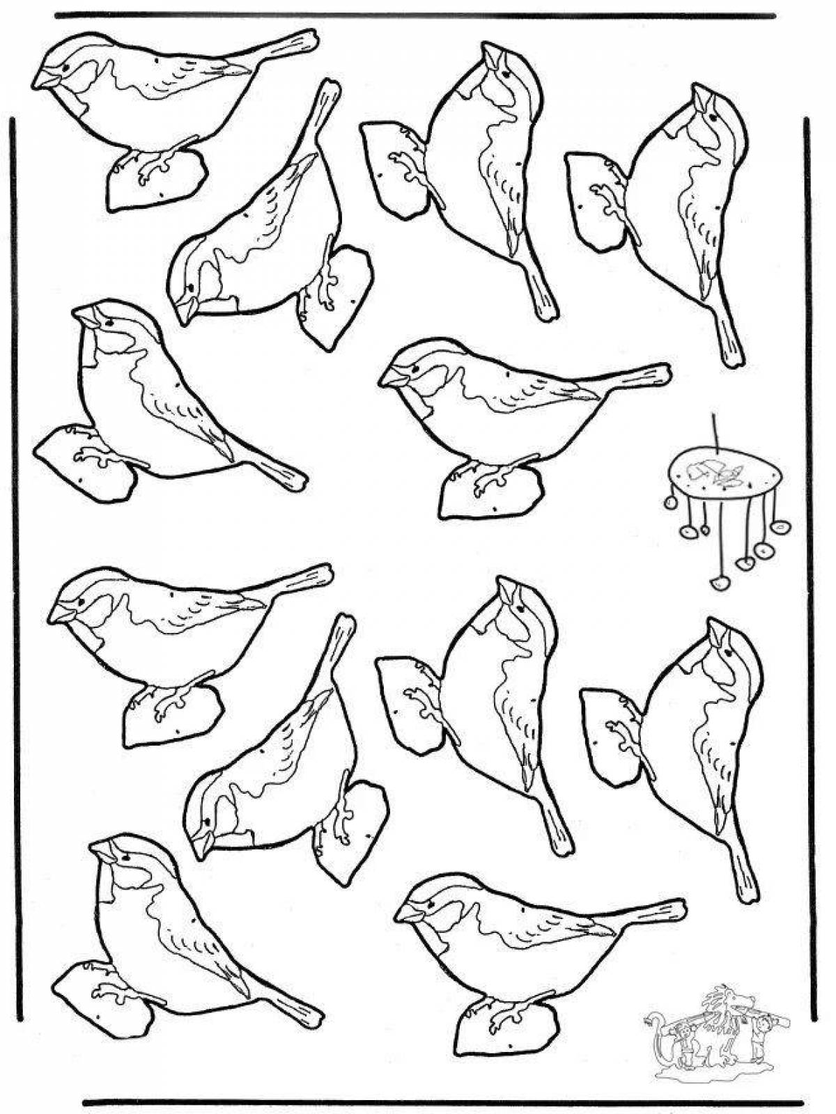 Amazing coloring pages of wintering birds for preschoolers