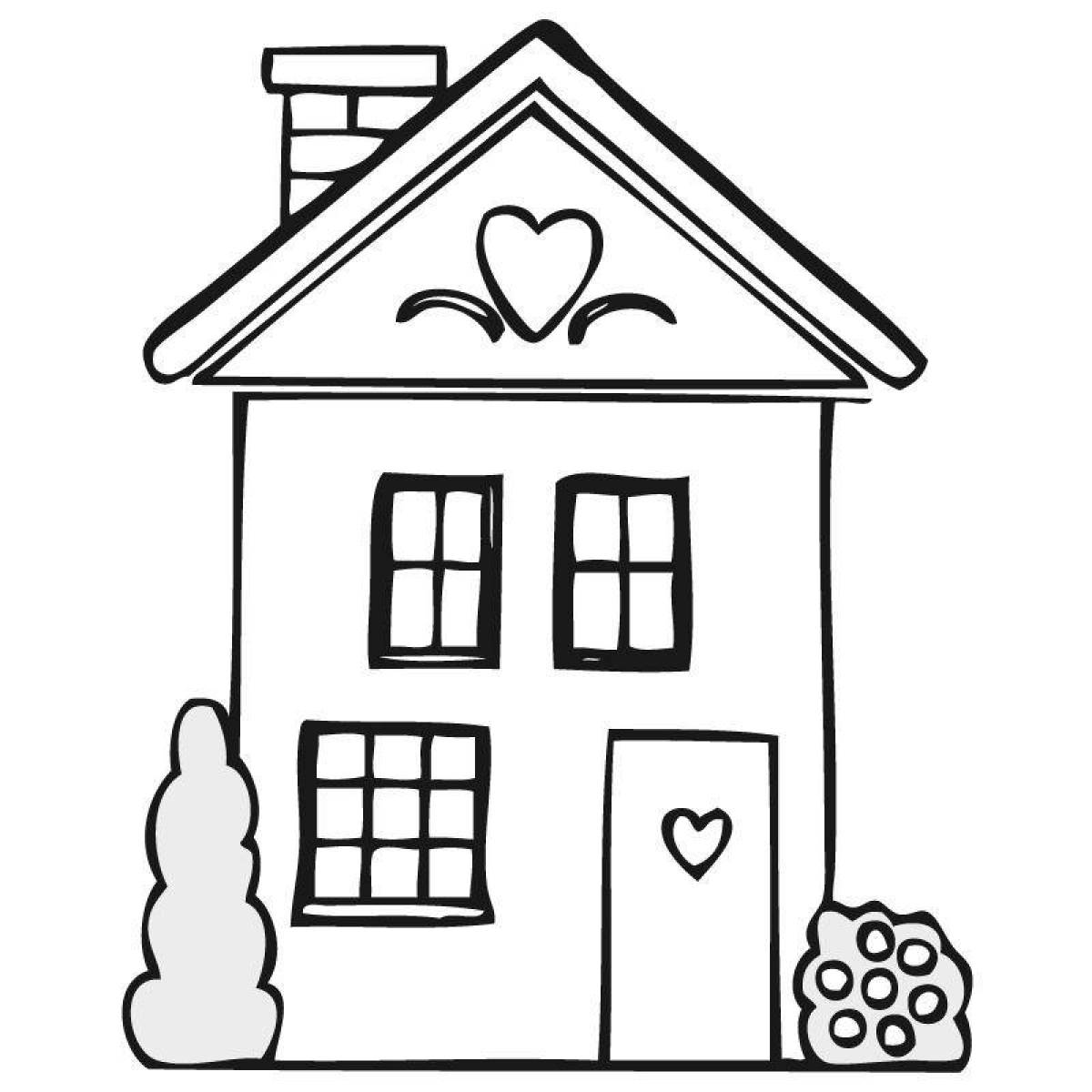 Coloring cute house for kids