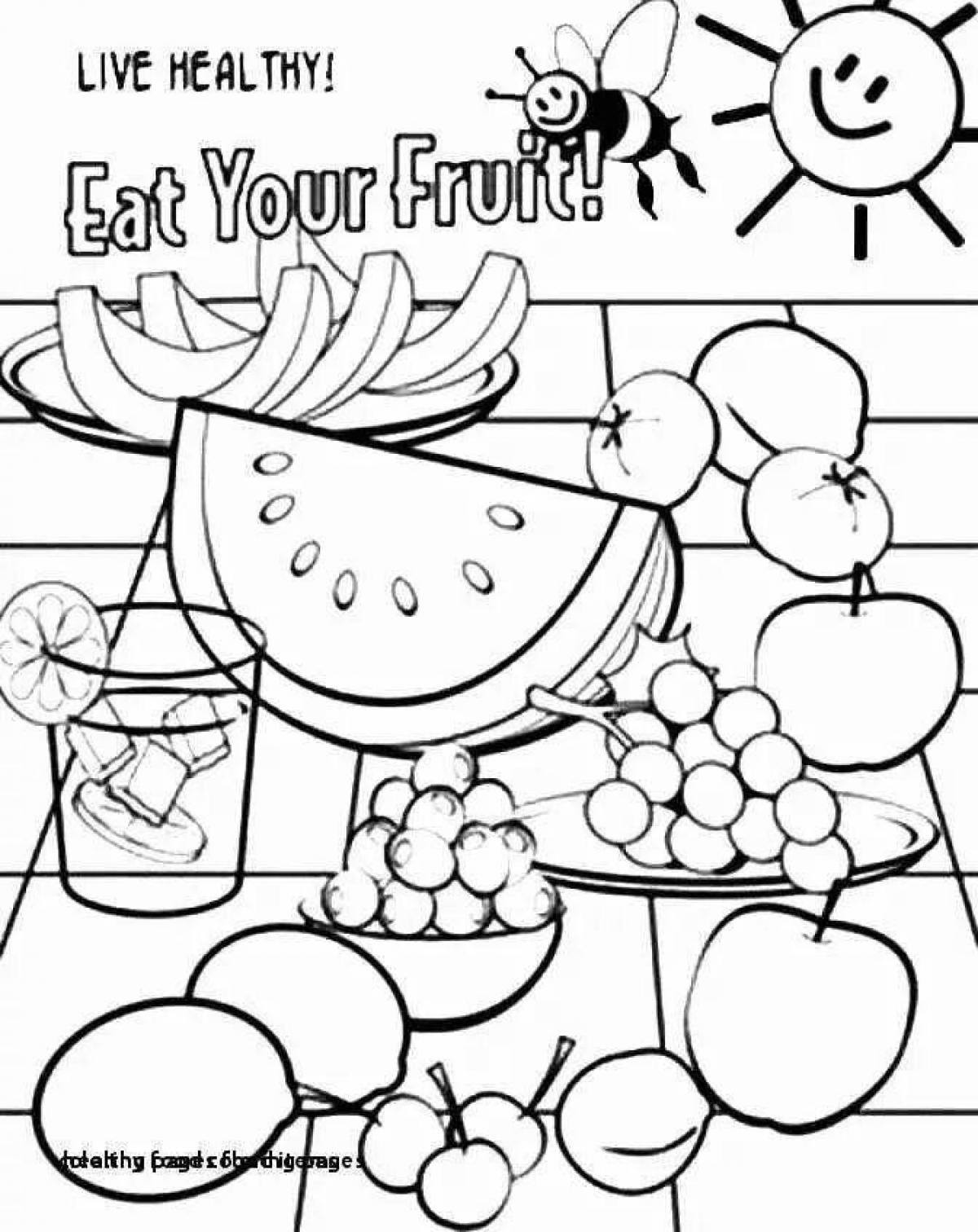 Coloring book healthy food for kids