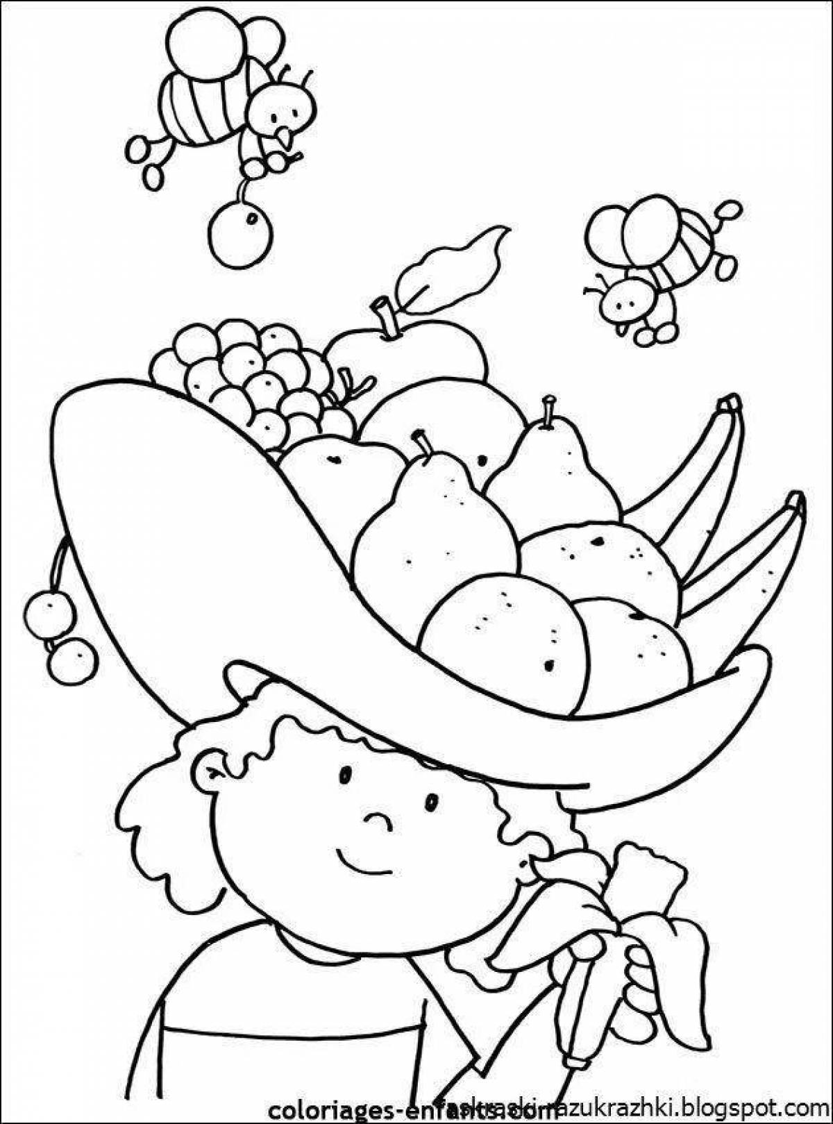 Adorable healthy food coloring book for kids