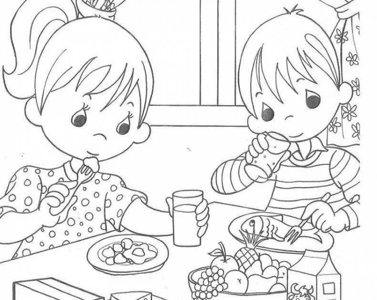 Balanced coloring book healthy food for kids