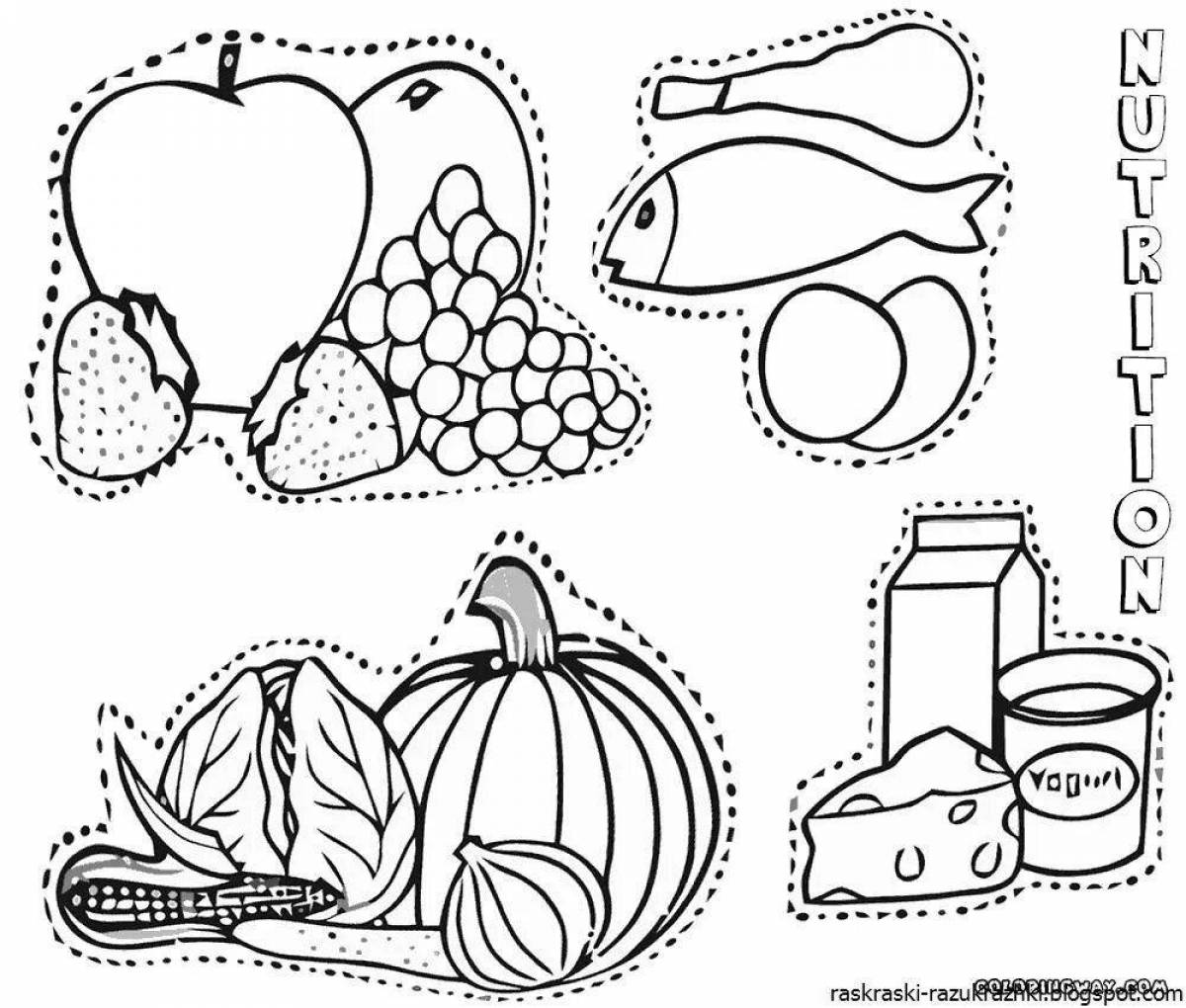 Useful healthy food coloring book for kids