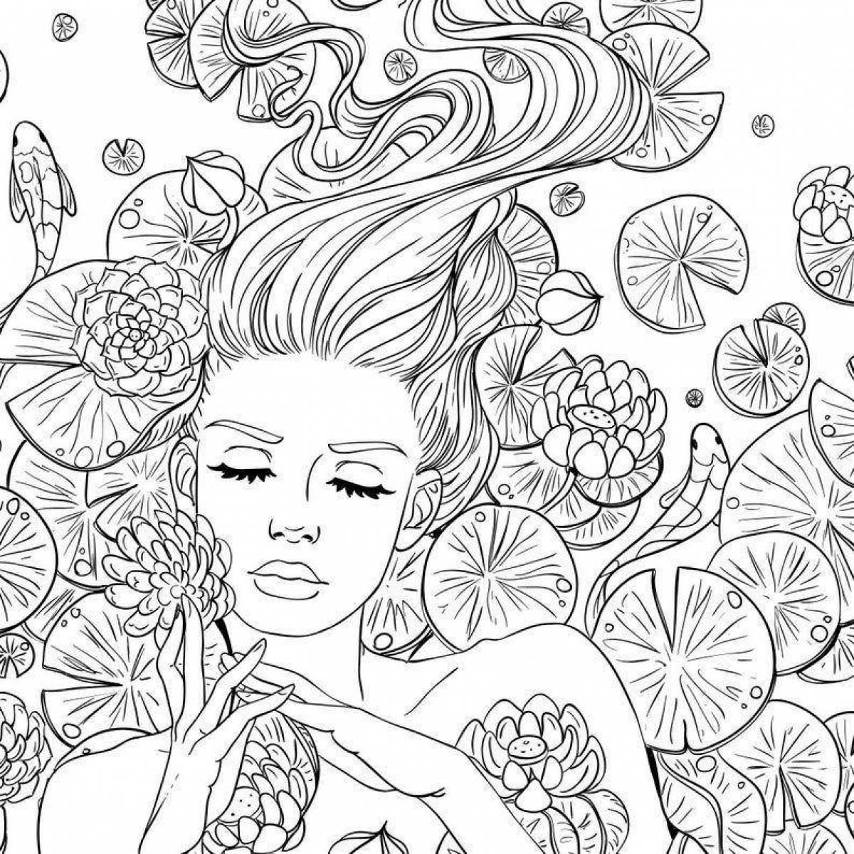 A fascinating coloring book for girls aged 14-15